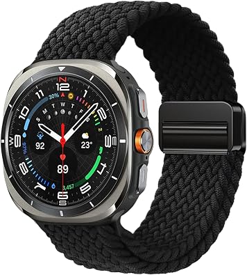 Braided Elastic Bands for Samsung Galaxy Watch Ultra 47mm2025/2024 - Magnetic Clasp Nylon Stretchy Band for Galaxy Watch Ultra 47mm Replacement Woven Loop Straps for Men Women No Gap Breathable Durable