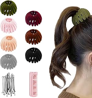 مجموعة مشابك شعر بشكل عش الطيور، مكونة من 7 قطع، مشبك شعر بتصميم عش الطائر ليزي بيرد لتصفيفات شعر عصرية، مشابك شعر قابلة للتوسيع من قماش الشمواه مع مشط وبنسة شعر، (7 الوان)