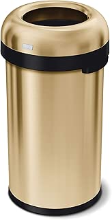 simplehuman 60 Liter / 15.9 Gallon Bullet Open Top Commercial Heavy-Gauge Stainless Steel Large Trash Can, Brass Stainless Steel - coolthings.us