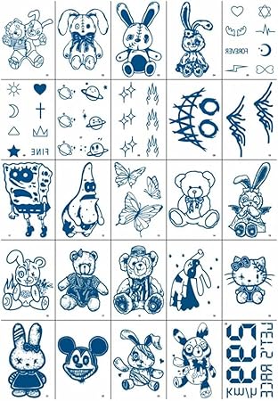 Amazon Co Jp Vipith タトゥーシール 25枚入 アニメ 漫画 くまちゃん 人形 刺青 防水 長持ち 刺青シール 宇宙 星 月 かわいい ボディーシール 5x7cm 背中に簡単貼る 写真集 仮装グッズ ファッション