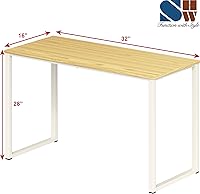 Vista 12 de SHW Mission - Escritorio para computadora de oficina en casa, de 32 pulgadas, nogal