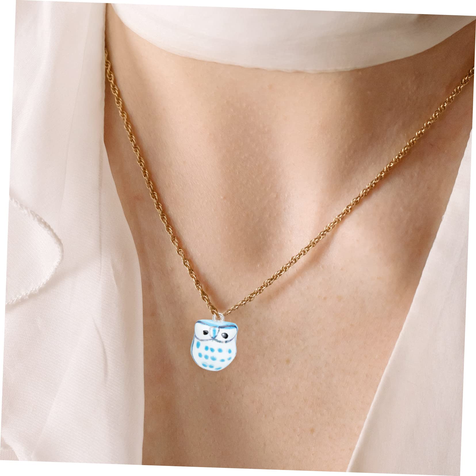 4 Ensembles Collier Bricolage Perles Bracelet De Perles d'animaux Petit Perles d'animaux Peintes À La Main Bracelets Perlés Hibou Perles Rondes Sky-Blue Céramique 10 Pièces * 4