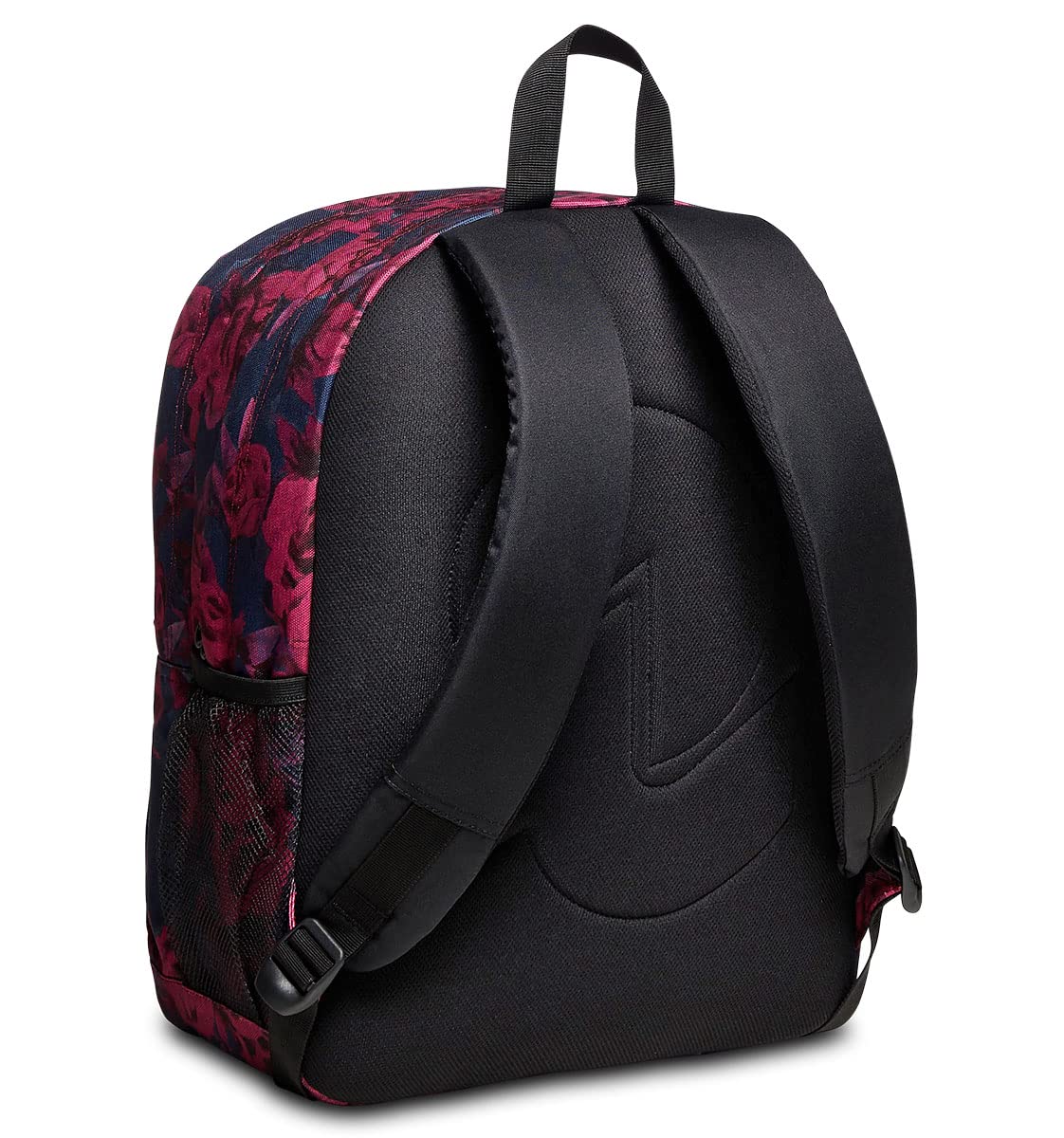 Invicta Schulranzen DIAL ROSES FANTASY mit Trinkflaschenfach, Extra Platz - 38 LT - Unisex, für Sport und Freizeit, italienisches Design, Geräumige Schultasche für Teenager schwarz/rosa Blumenmuster
