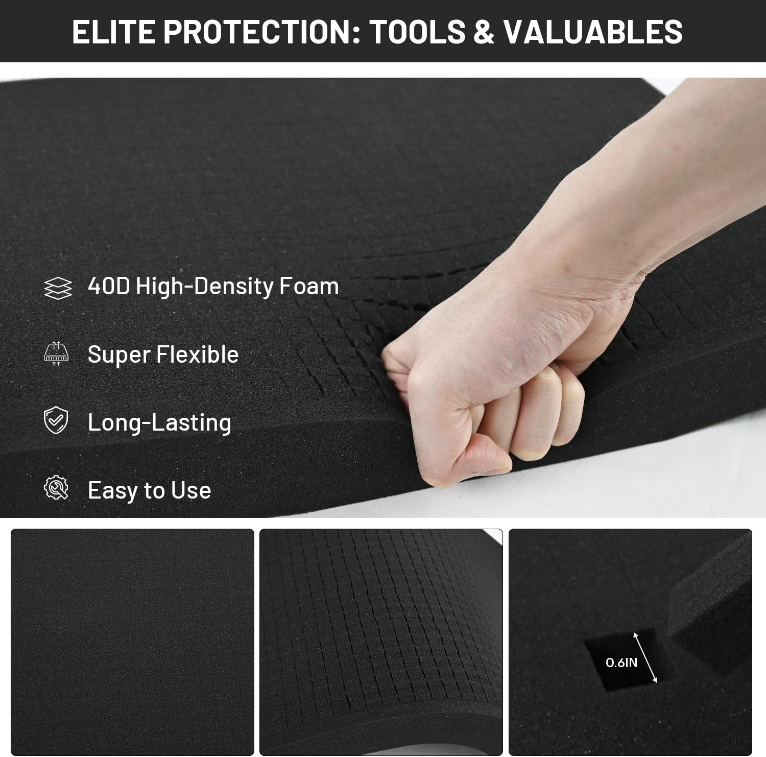 Dual-Thickness Case Foam Insert Kit 4PCS (2PCS 16x12x2" + 2PCS 16x12x0.4") - Pick and Pluck Protective Layer for Tool Drawers, Game Cases & Collectible Organizers - Image 3