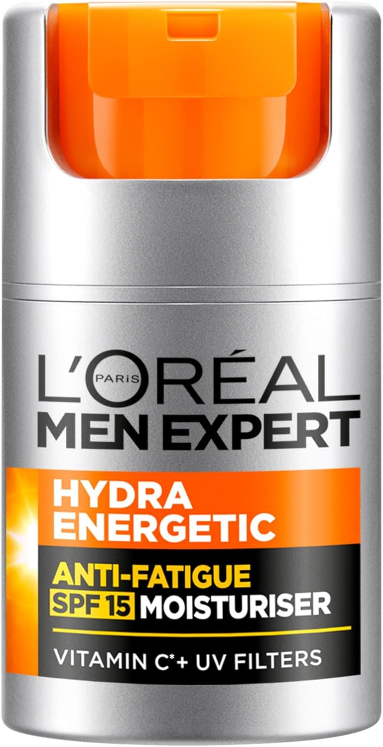 L’Oréal Paris Men Expert Protective Anti-fatigue Moisturiser With SPF 15 for Men 50ml, Hydra Energetic Moisturiser With Vitamin C*, for Tired and Dry Skin, Hydrates and Protects Skin