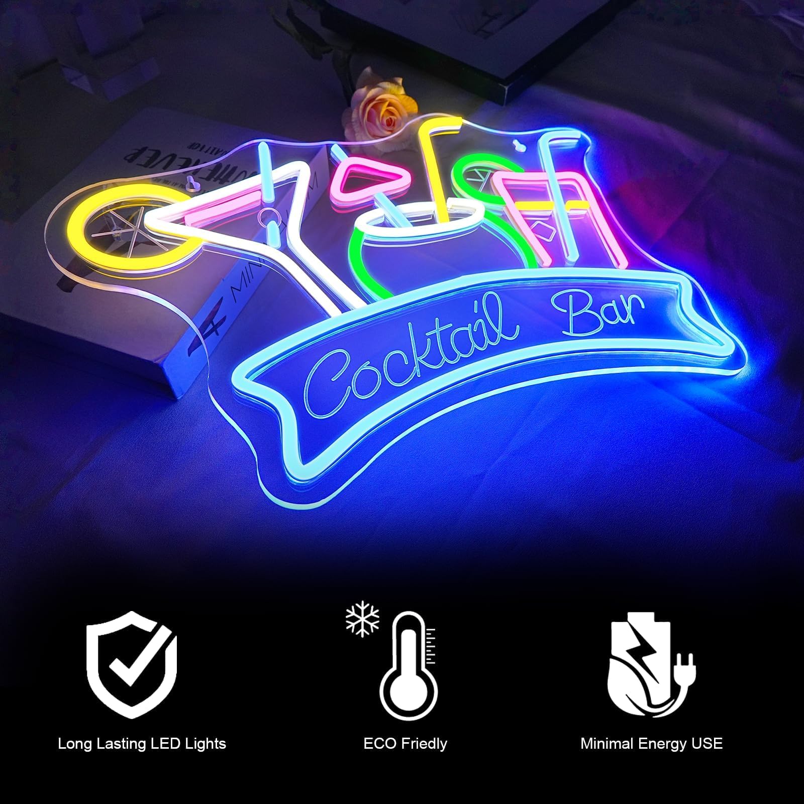 ineonlife Cocktail Bar Neon Led,Bar Luces Neon Utilizados Para La Decoración De Paredes,Letrero Led Para Decoraciones De Bars,Pub,Fiesta,Club,Sala
