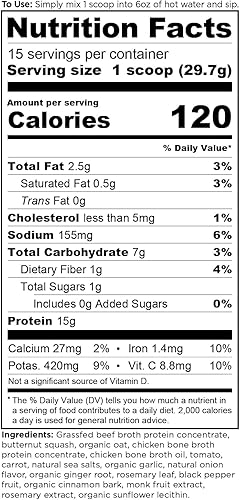 Miniatura 9 de Proteína en polvo hecha de caldo de hueso real de Ancient Nutrition sin sabor 071oz de proteína por porción 20 talones de porción suplemento de