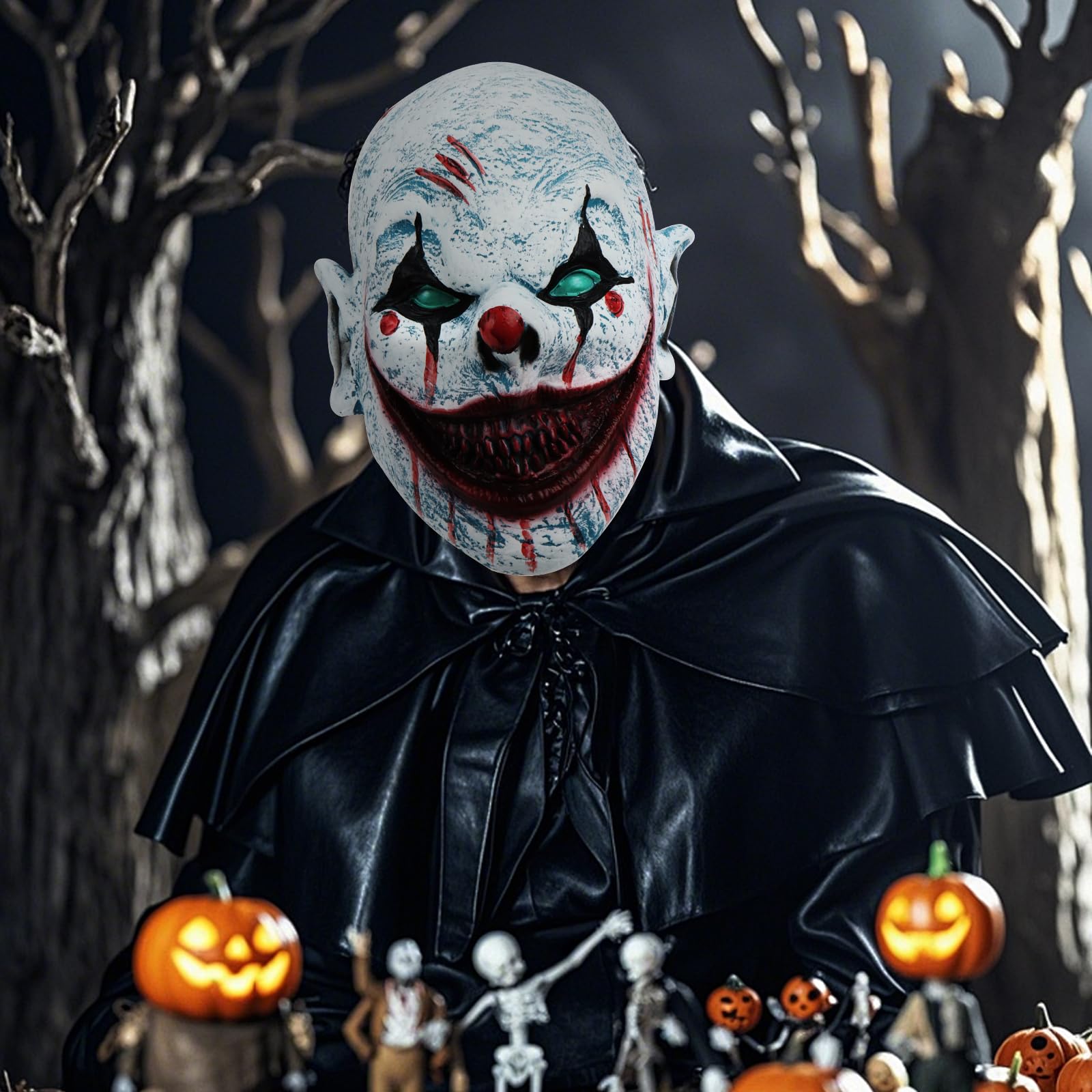 MplehDa Halloween Clown Mask Scary Killer Clown Mask Latex Creepy Cosplay Costume Masks for Adults Party Carnival Cosplay Fancy Dress Accessories - Image 2