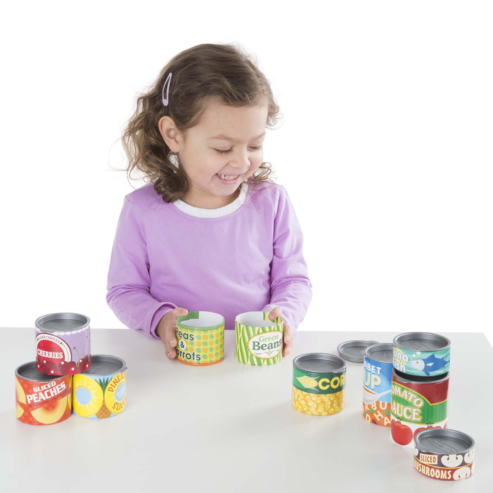 Melissa & Doug Let's Play House! Grocery Cans Play Food Kitchen Accessory - 10 Stackable Cans With Removable Lids