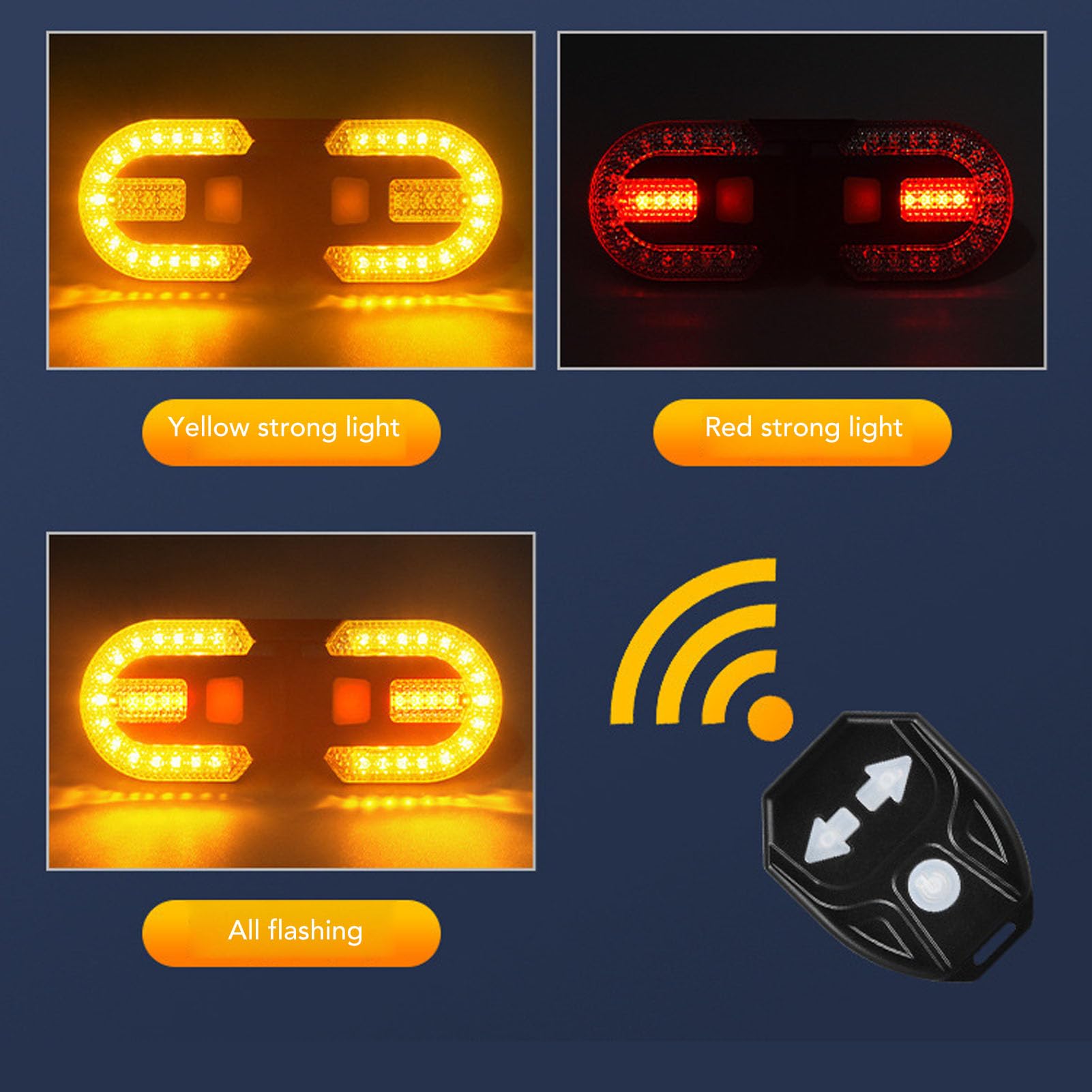 SUNGOOYUE Señales de para Bicicleta, Luces Traseras con Control Remoto, 5 Modos, para Señales de de Bicicleta de Seguridad para Conducción Nocturna, 38 Luces LED Recargables Traseras para