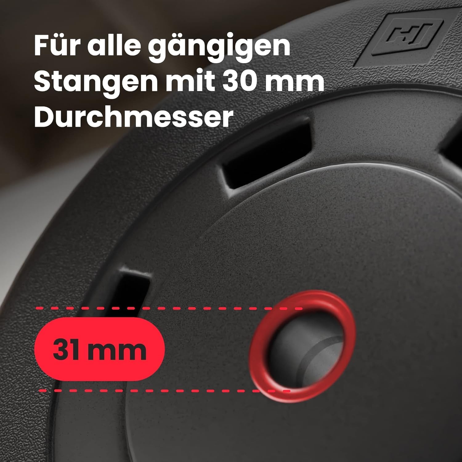 Hop-Sport Hantelscheiben Set 20 kg (4 x 5 kg) | Kunststoff Gewichtsscheiben | Bohrung Ø 30/31 mm | für Langhantel & Kurzhantel | bodenschonend | Krafttraining zuhause