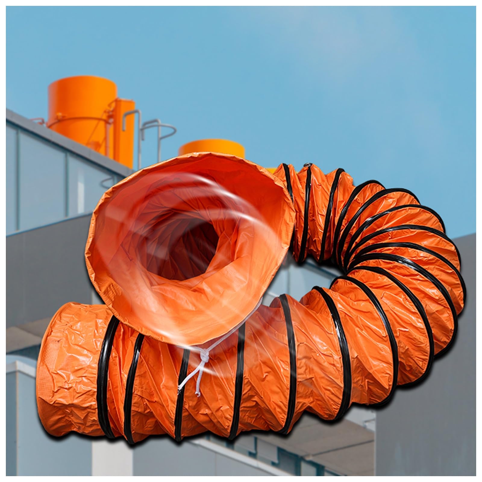 Manguera flexible de PVC con abrazadera, tubo de ventilación de 32.8 pies para sopladores y depuradores de aire, conducto de aire de escape portátil