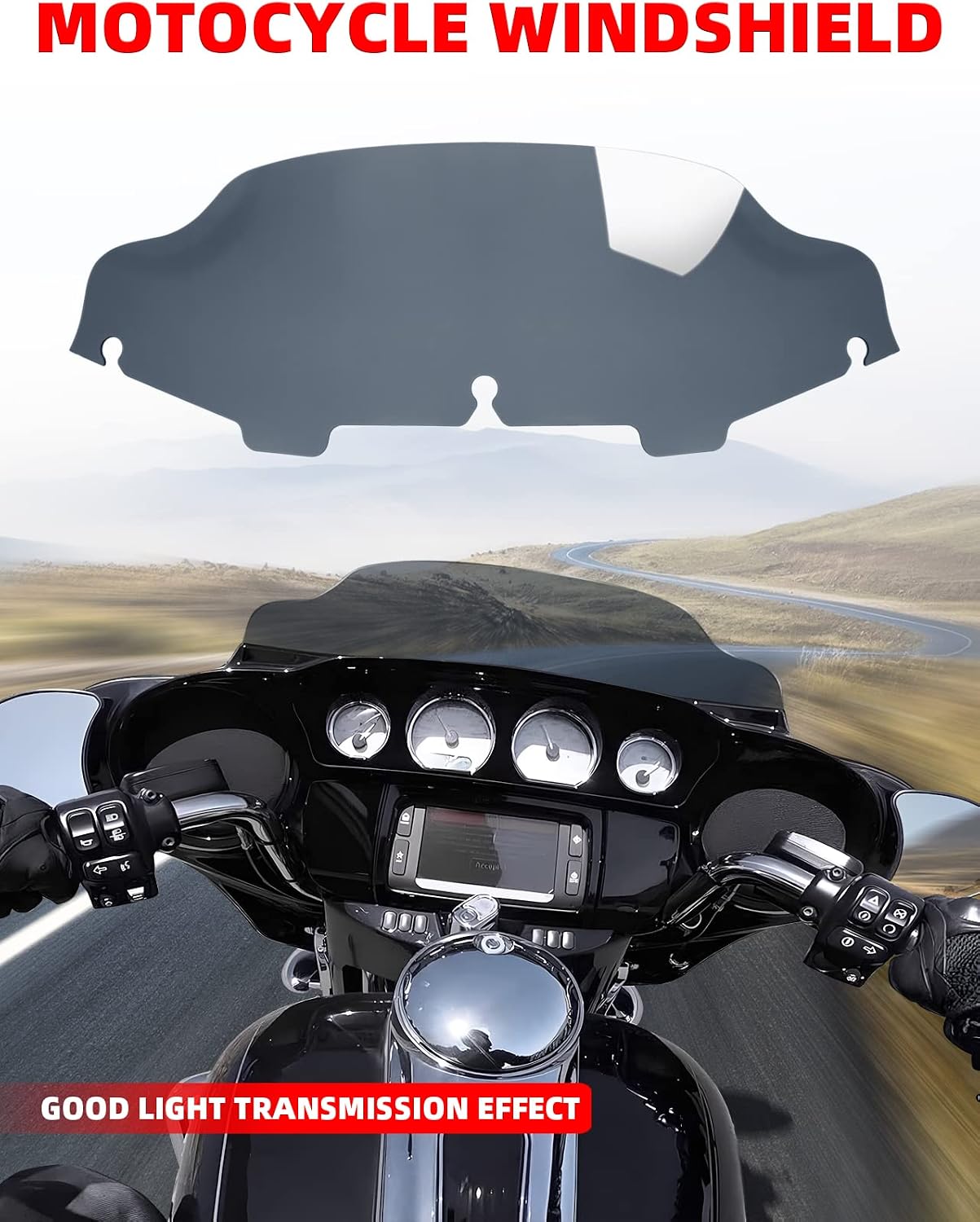 Amazicha Tint 6" Windshield Windscreen Slotted Windshield Trim Compatible for Harley Davidson Touring Street Glide Electra Glide FLHT FLHTC FLHX 1996-2013
