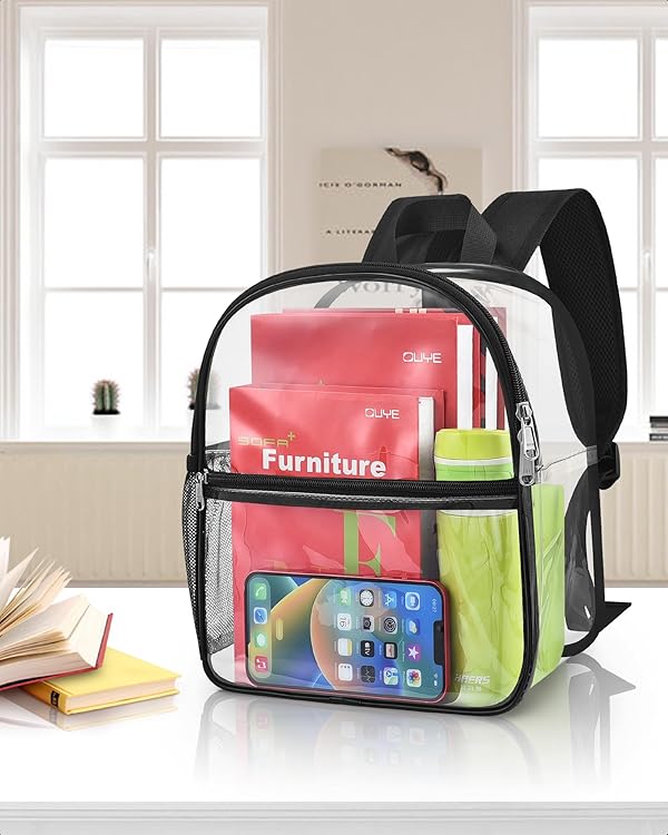 Paxiland Clear Backpack Stadium Approved 12×12×6 with Reinforced and Wider Shoulder Straps, Small Clear Bag for Schools, Concerts, Work, Festivals and Sporting Events - Black by Paxiland - Image 7