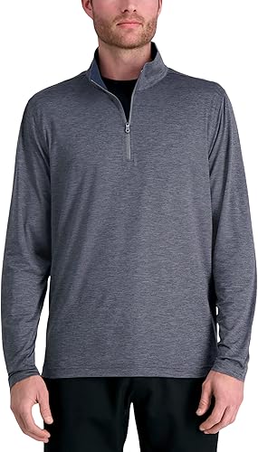 Haggar Men's The Active Series Quarter Zip Heather Jersey