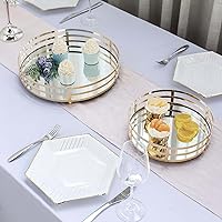 Vista 1 de Efavormart - Juego de 2 bandejas decorativas de metal dorado para espejo redondo, 13.5 pulgadas/9.5 pulgadas