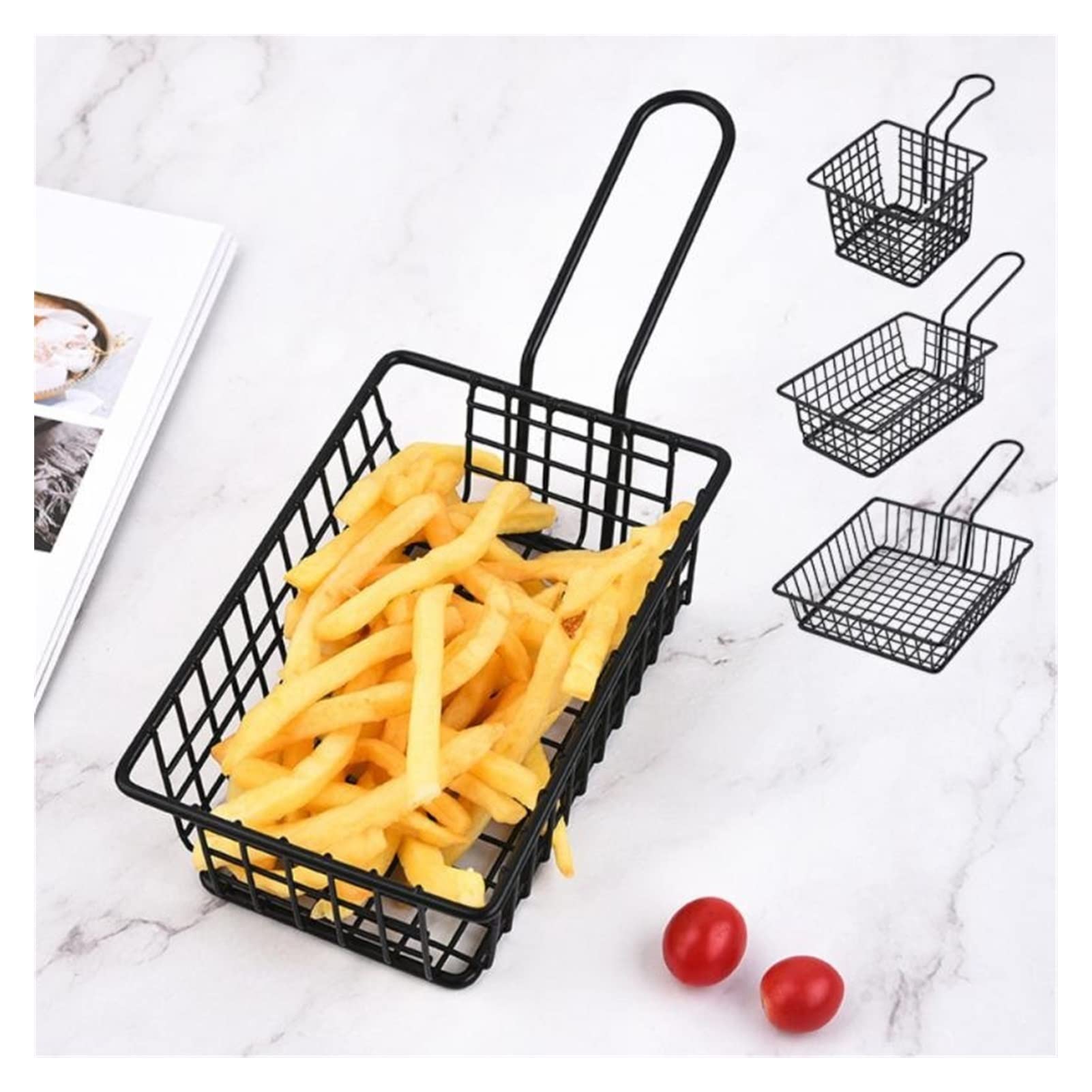 NEBE Panier à Friteuse Panier à Frites en Acier Inoxydable for la Cuisine à Domicile Petit Panier à légumes en métal Panier à Filet de Poulet Frit Panier à Frire(02)