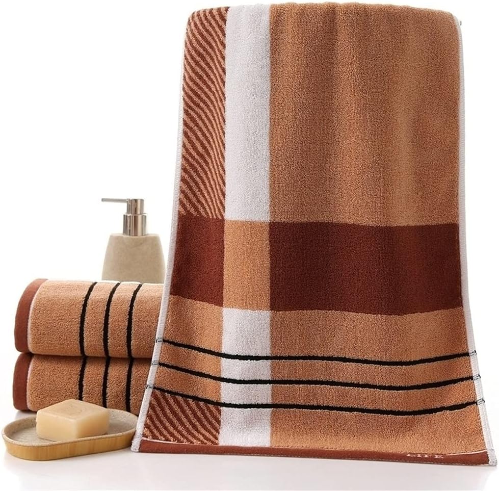 Plaid Cotton Men Washcloth Travel Hotel Camping Portable Towel Gym Sports Bathroom Bath Towel (Color: B, Size: 35x75cm) (A 35x75cm)