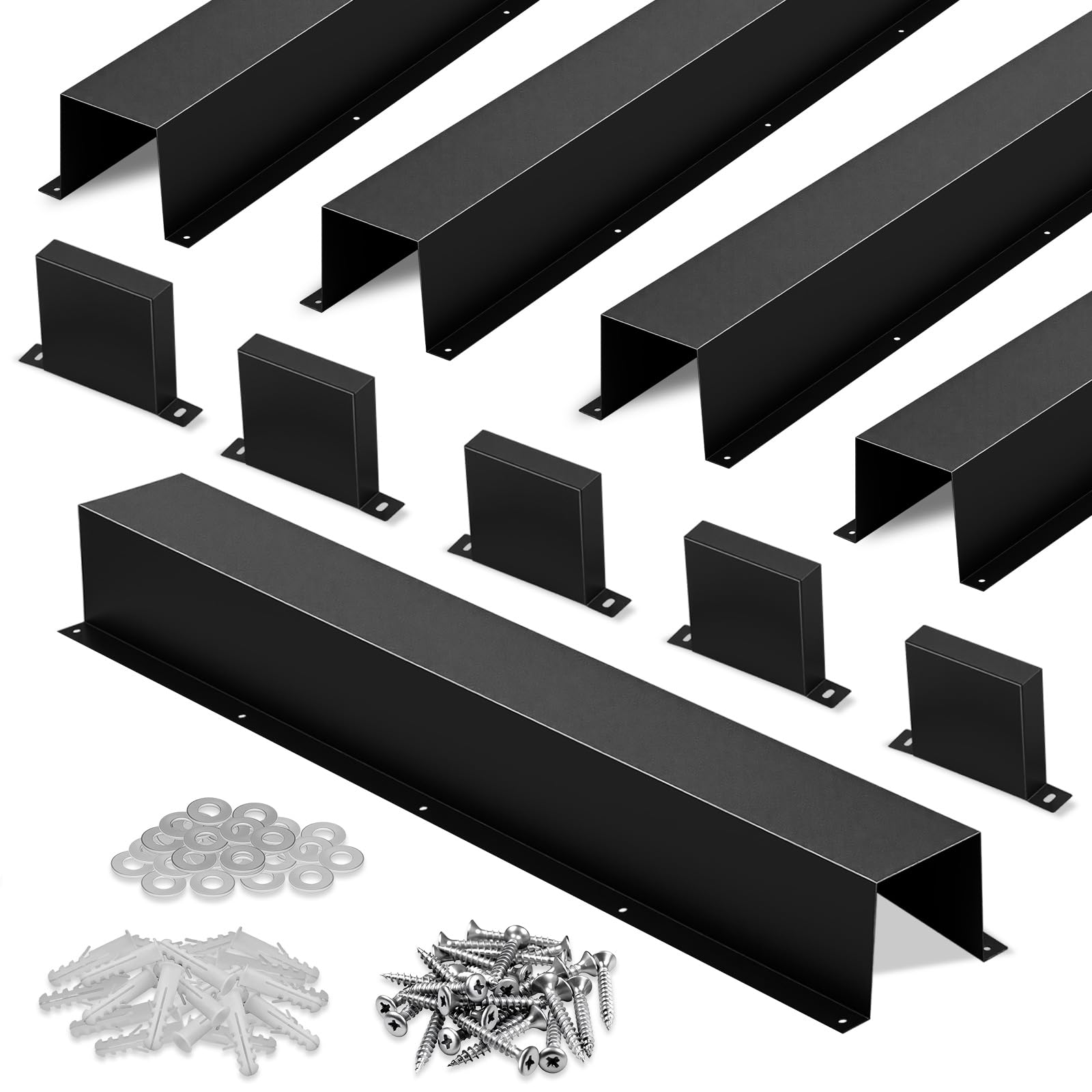 Moxweyeni 5 Pack Mini Split Line Set Cover, Metal, 4x4 in x 3.3 ft, Black