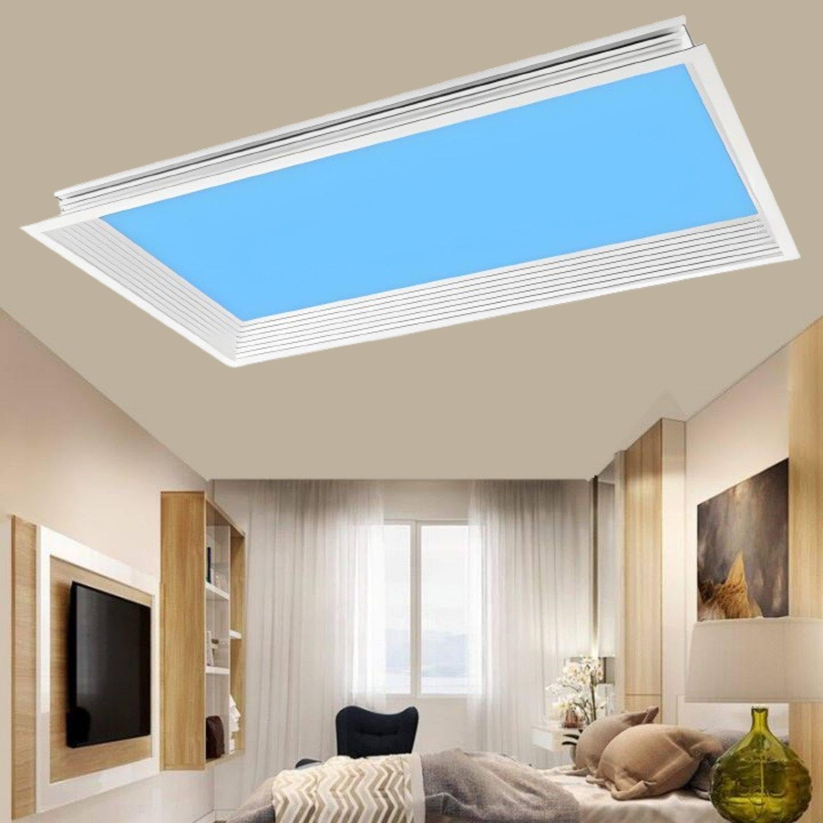 MhWrughts False Window Light Panel, Artificial Skylight LED Ceiling Lamp with Sunlight Simulation and Adjustable Brightness, Natural Daylight Effect for Basement, Corridor Sky-30 * 60Embedded