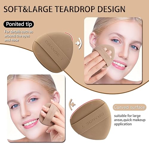 Miniatura 5 de Lilystar 2 esponjas de maquillaje para corrector de base y polvo, esponja suave para base cosmética, licuadora, ajuste corporal, polvo suelto,