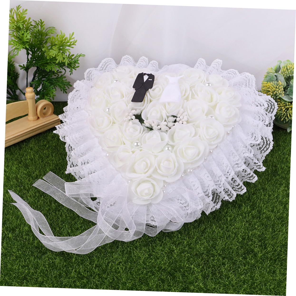 Alipis 2stücke Floral Ringkissen Mit Spitze Für Hochzeit Eleganter Ringträger Mit Romantischem Design Für Zeremonien Und Verlobungen Schützt Ihren Stilvoll