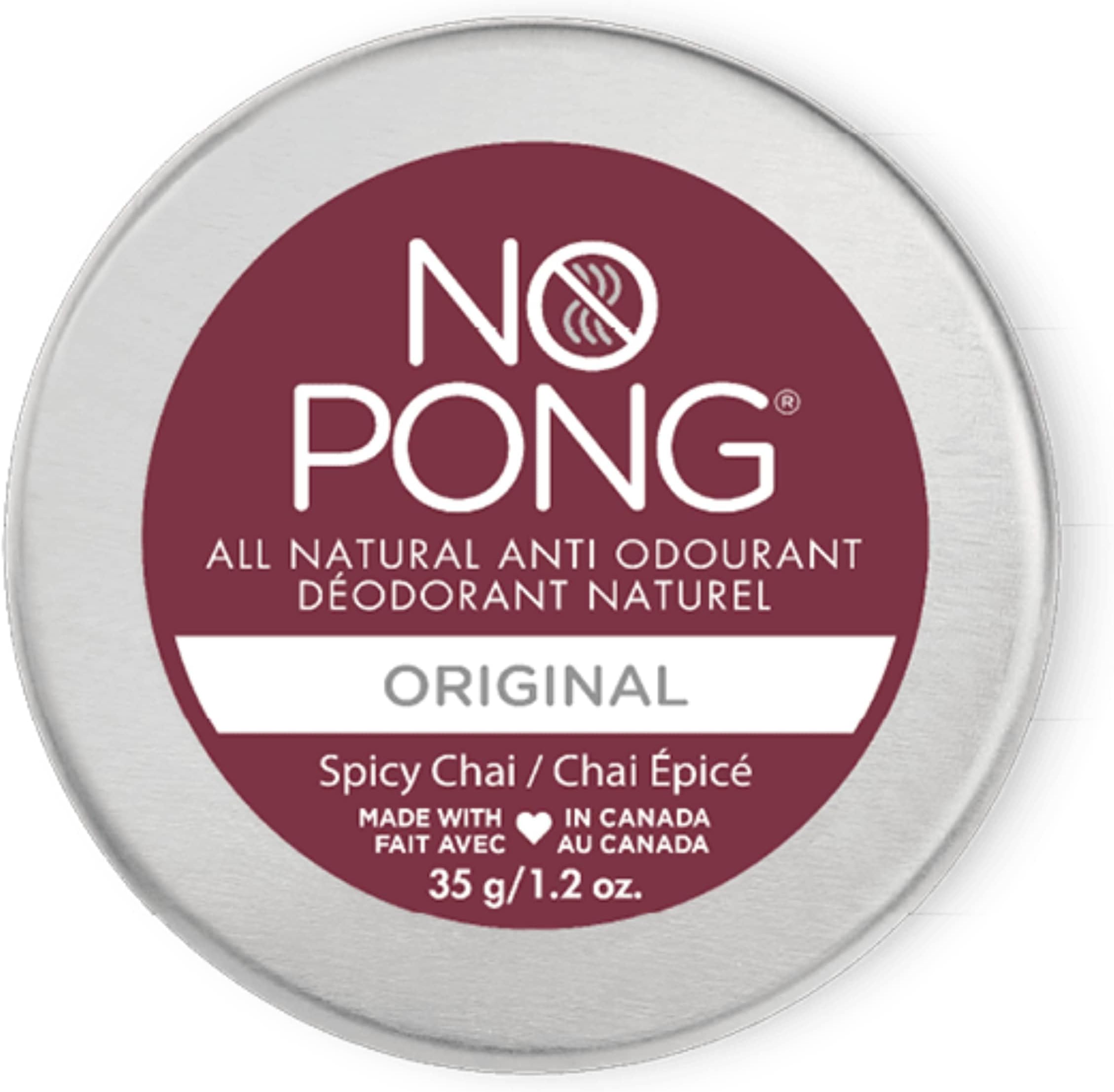 No Pong Spicy Chai Original All-Natural Creme Anti-Odourant, Paraben-Free, Aluminum-Free, Plastic-Free, For Men and Women, Made in Canada