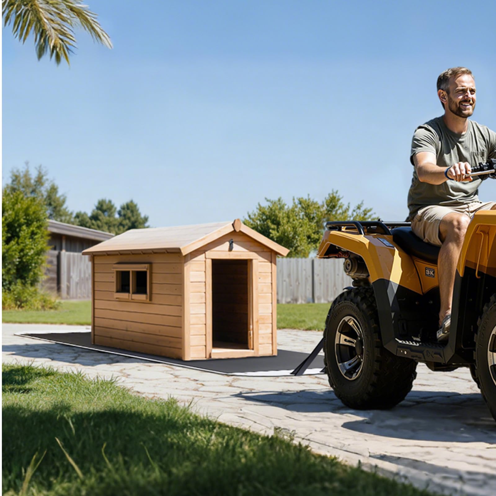 VEVOR Traîneau à Cerfs, 280x101,5 cm, Traîneau de Chasse Utilitaire en PE, Charge 725 kg, Traction Manuelle, Remorquage Compatible VTT UTV Tracteur, Tapis Transporteur pour Jardin, Pêche Glace, Bois