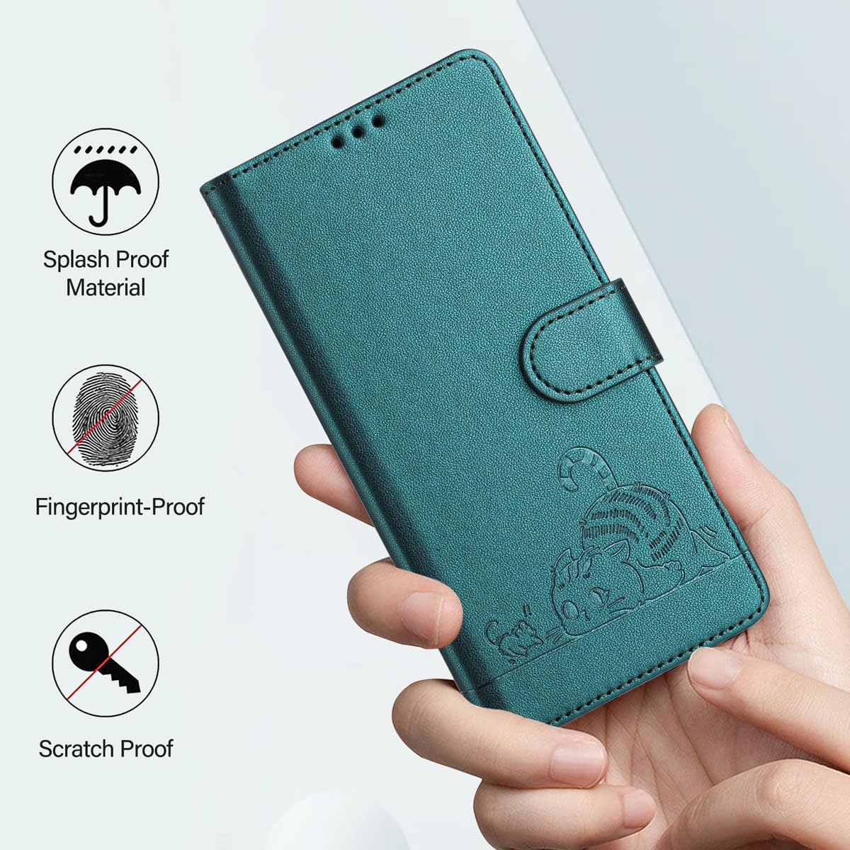 MOJIA Cover per Blackview Wave 9C / Wave 9, Custodia Portafoglio in Pelle PU Premium, Custodia a Libro per Telefono con Porta Carte Con Funzione Antifurto RFID. Verde scuro