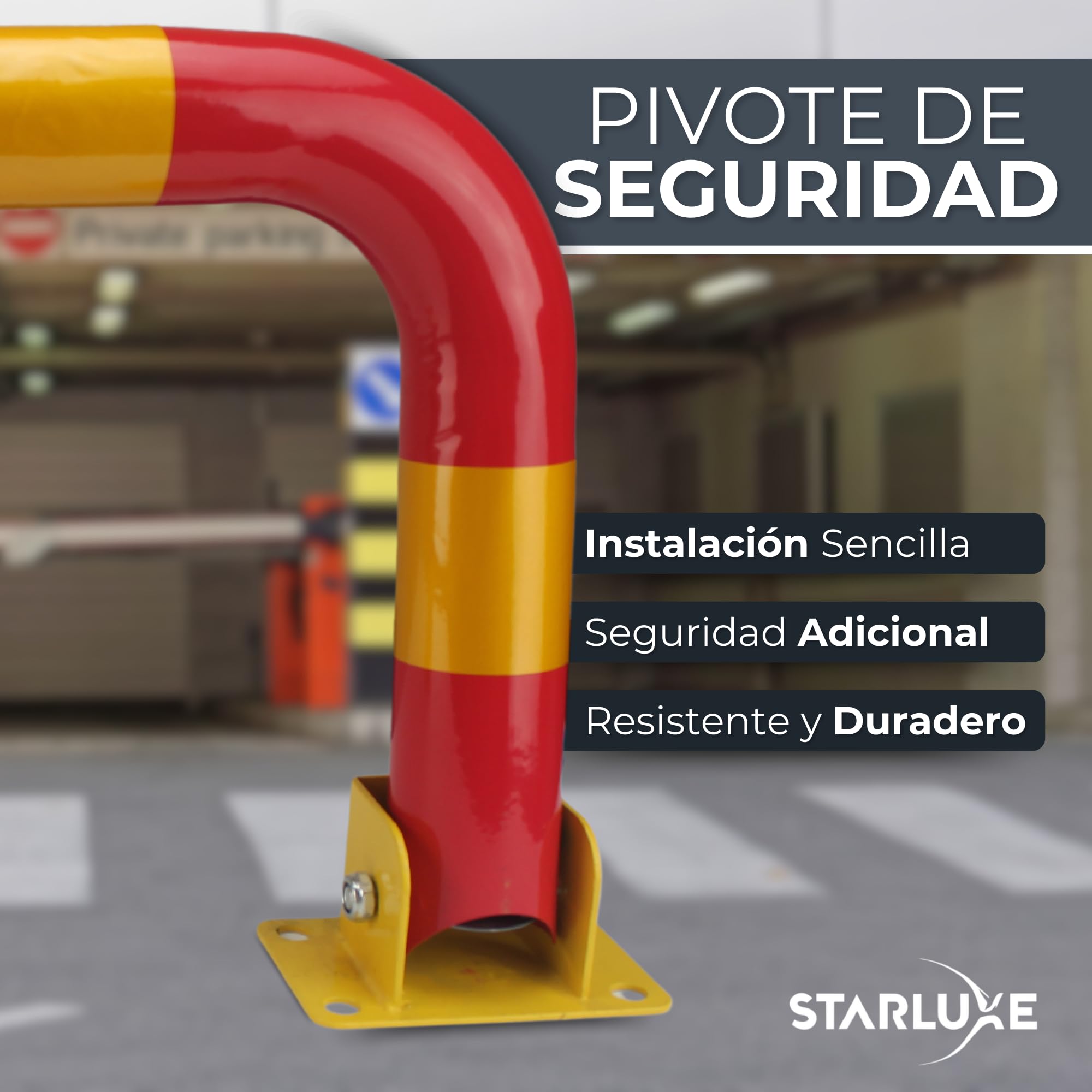 Cepos Parking - Barrera Parking con 2 Juegos de Llaves - Cepo Parking de Color Rojo y Amarillo - Cepo para Parking Interior y Exterior - Barrera Plaza Parking y Plaza Garaje