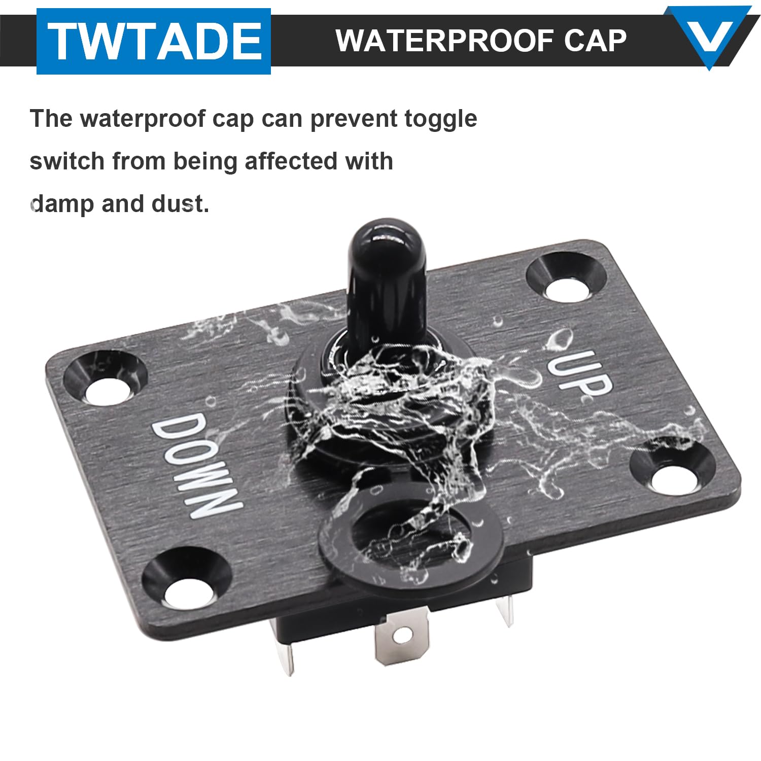 TWTADE Interruttore a levetta momentaneo a bilanciere per barche a 3 pin 3 posizioni (ON)/Off/(ON) Interruttore su e giù con pannello, tappo impermeabile e filo per barca Marine RV 12 V 15 A