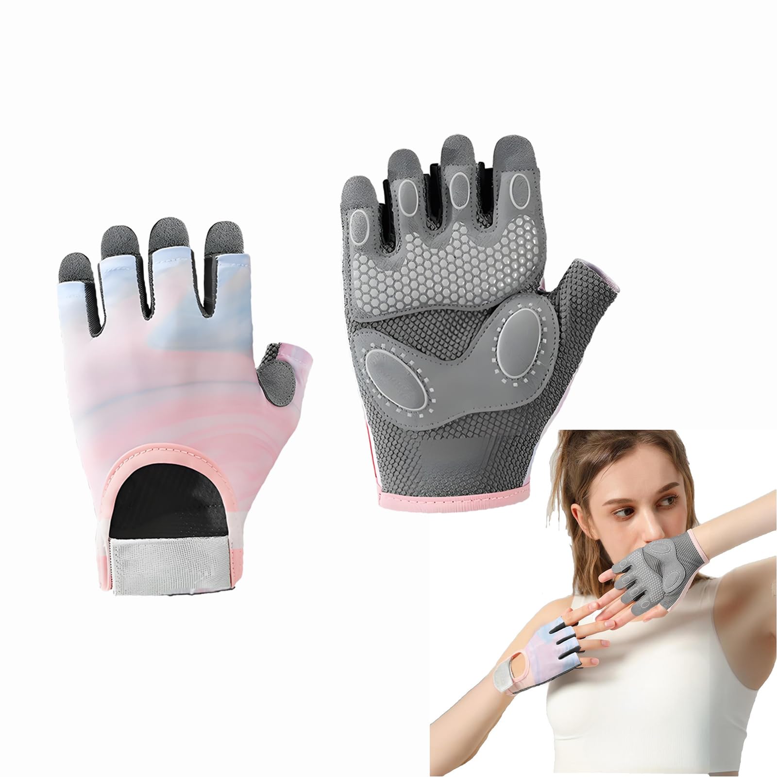 Gym Gloves Women & Men with Silicone Padding for Enhanced Grip Wear-Resistant, Anti-Slip, and Shock-Absorbing, Perfect for Sport Dumbbell, Fitness, Cycling, and Pull-Ups