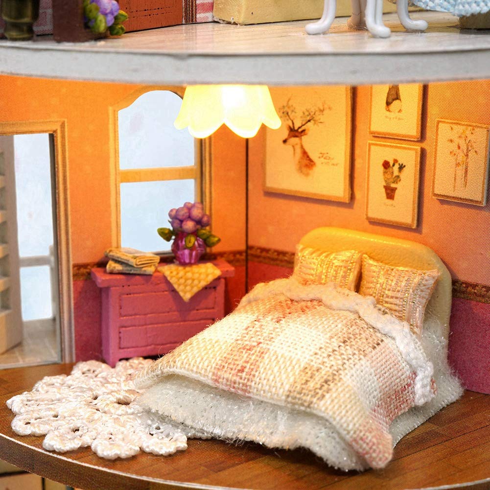 Modello di Casa in Miniatura Fai-da-te con Luce LED e Carillon per