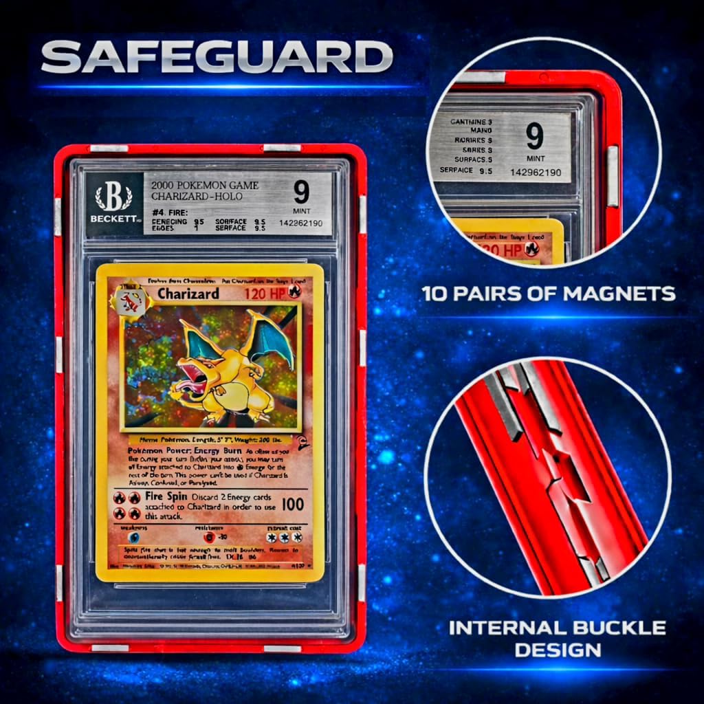 Metal BGS Slab Bumper Case UV Resistant- Safeguard Magnetic Aluminum Metal Case for Beckett Graded Cards (Black)