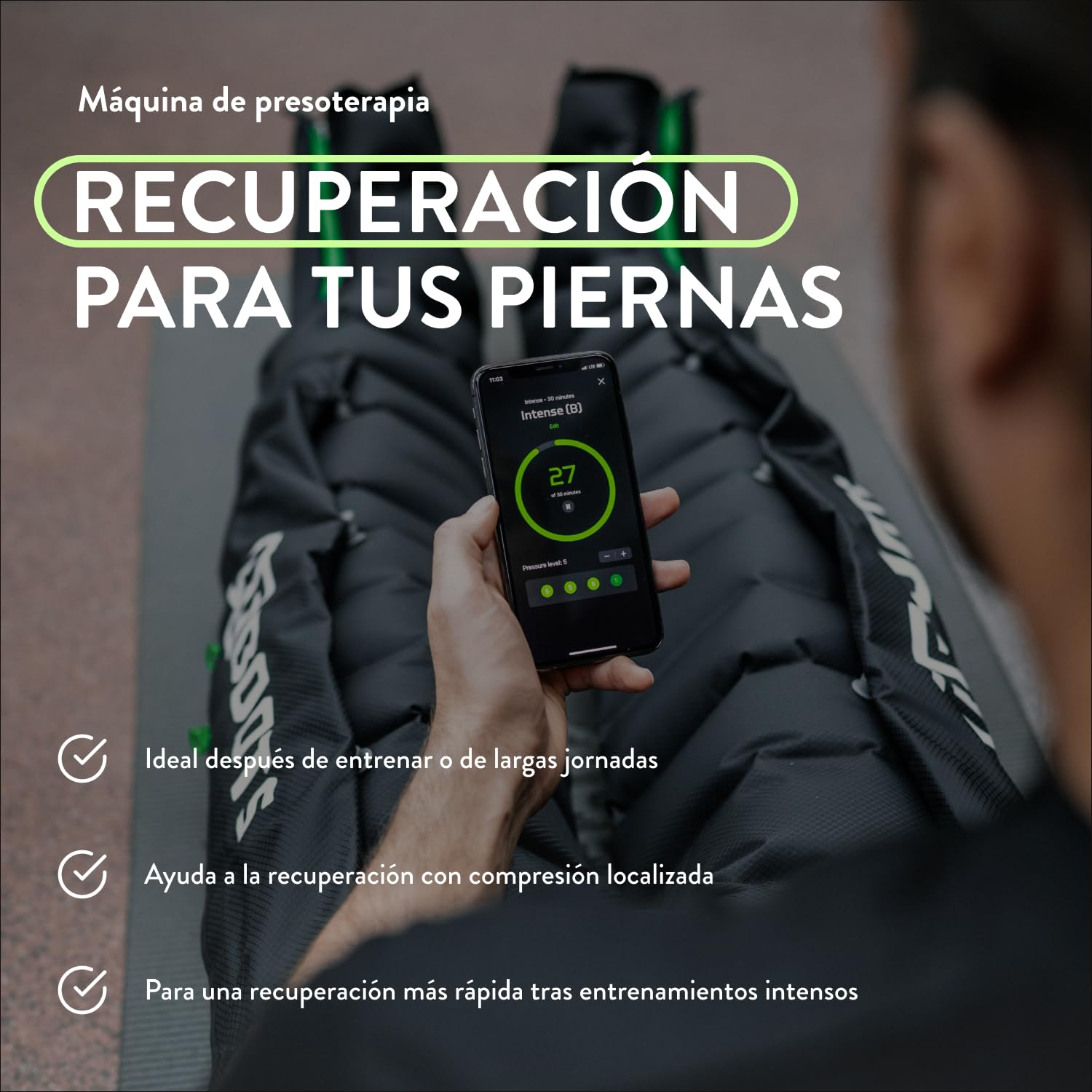 Go Lite Pants – Masajeador de piernas | 180 mmHg | 4 cámaras superpuestas | para casa y viajes | S/M