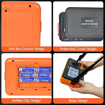 Digital Insulation Resistance Tester, Megohmmeter, 1999 LCD Backlit Display, Overload Protection, 3mA Non-RCD Triggered Test, VC4105A Ground Resistance Tester, Voltmeter, AC 200V, 2000Ω Range