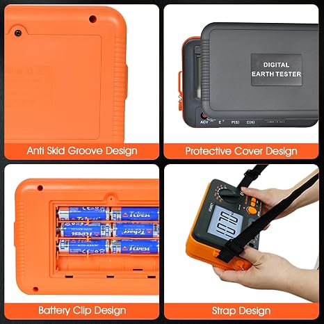 Digital Insulation Resistance Tester, Megohmmeter, 1999 LCD Backlit Display, Overload Protection, 3mA Non-RCD Triggered Test, VC4105A Ground Resistance Tester, Voltmeter, AC 200V, 2000Ω Range