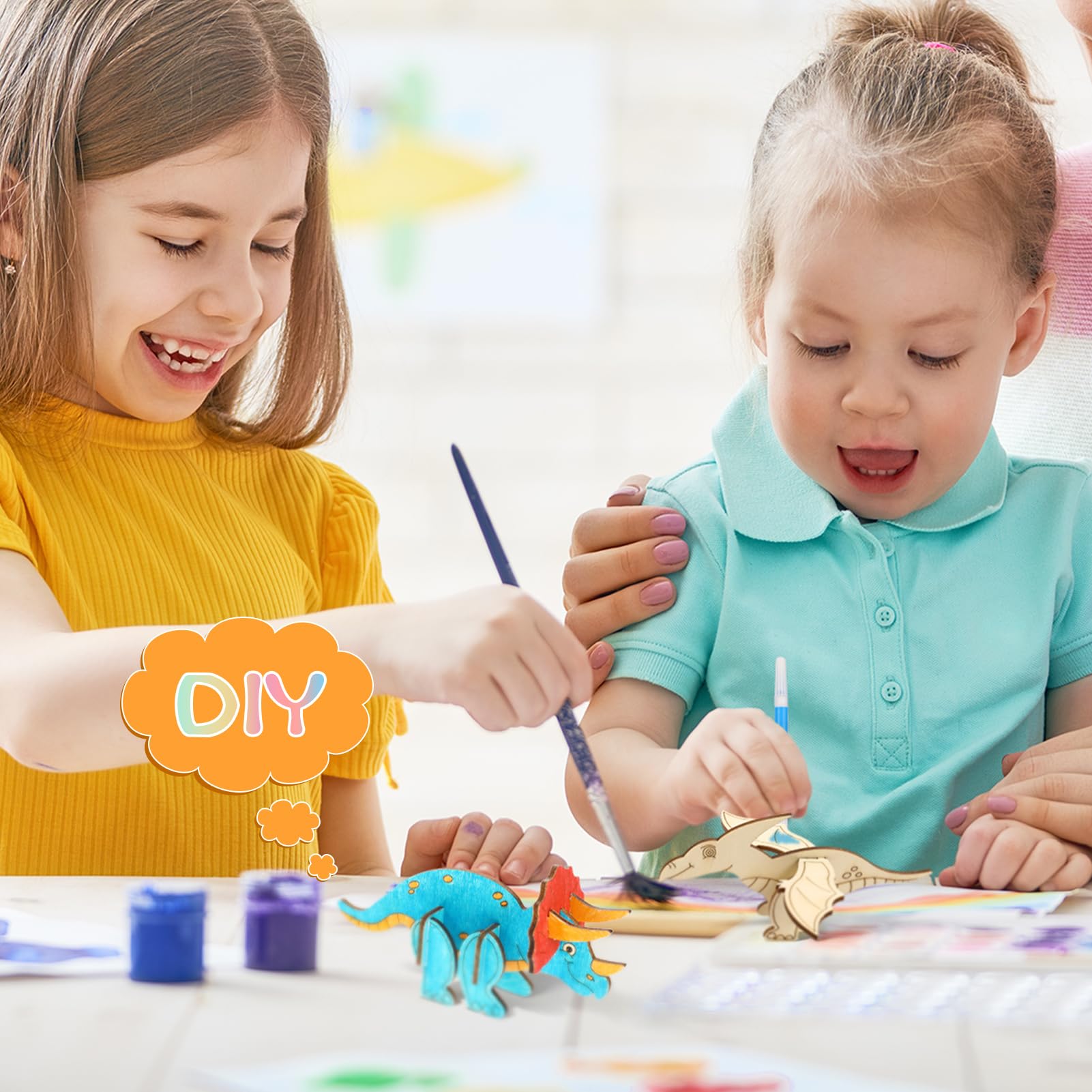 Tiopeia Lot De 12 Kits Bricolage Dinosaures En Bois - Puzzles 3D à Peindre Pour Enfants Garçons Filles