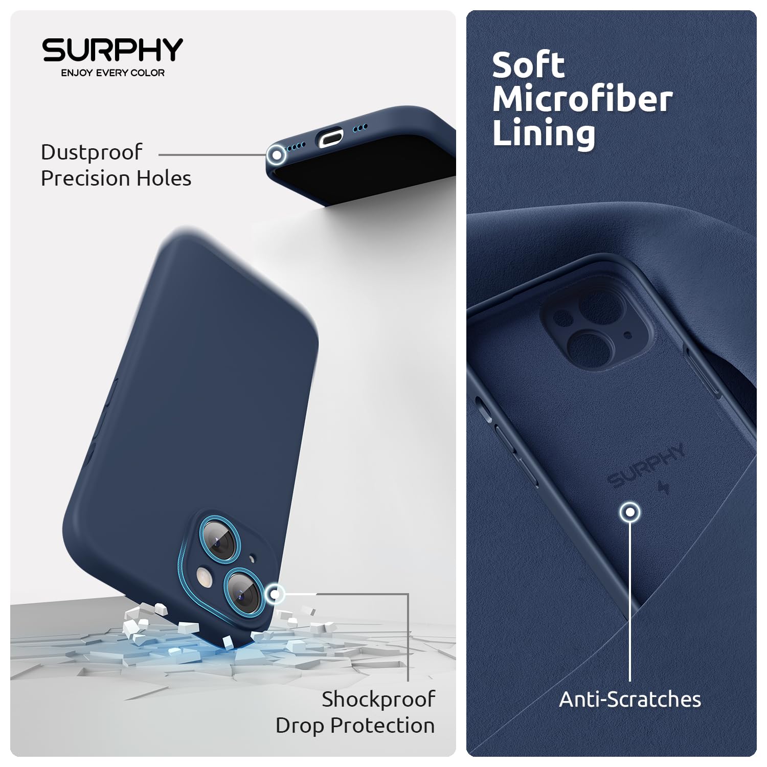 SURPHY Cover MagSafe in Pelle per iPhone 15 plus con 2 Vetro Temperato