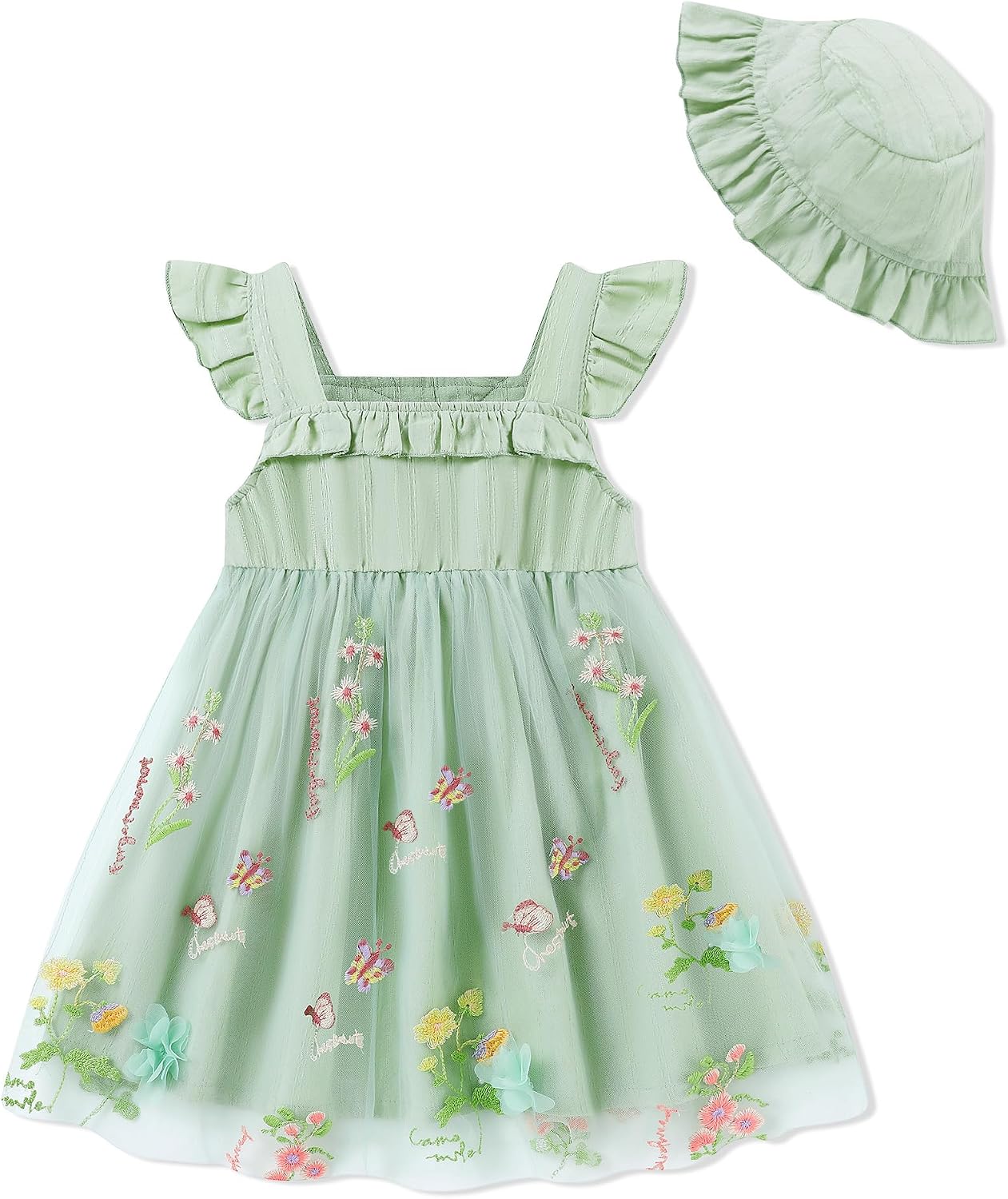 Toddler Girl Tulle Dress Casual Summer Floral Fairy Sundress for Girls Outfits Birthday Wedding Party 1-5T