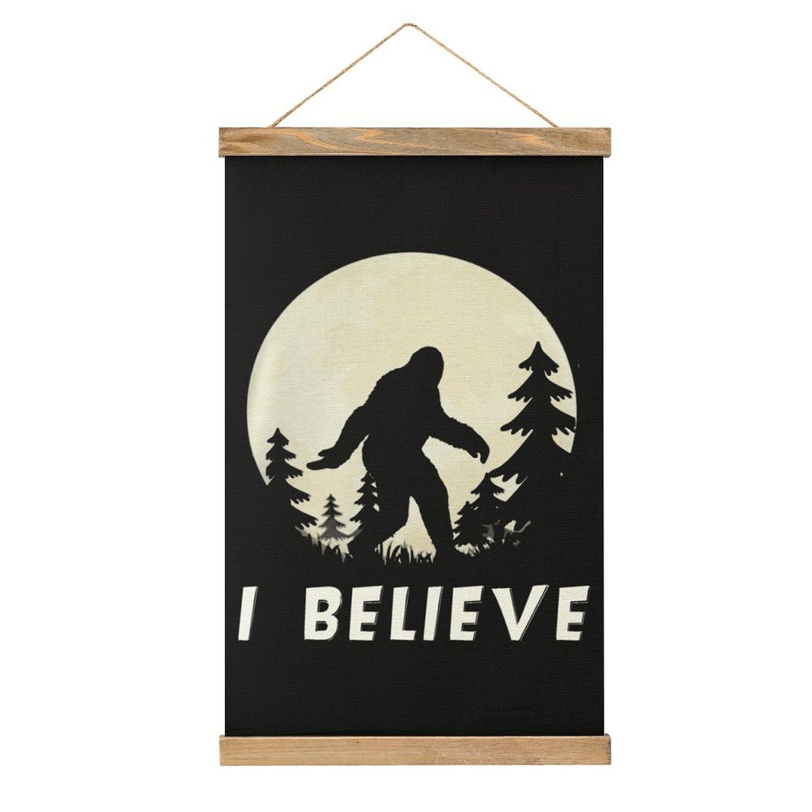 CGSBNGHA Bigfoot Sasquatch I Believe Wall Art Prints Linen Hanging Painting Scroll Paintings Pictures Decor for Home