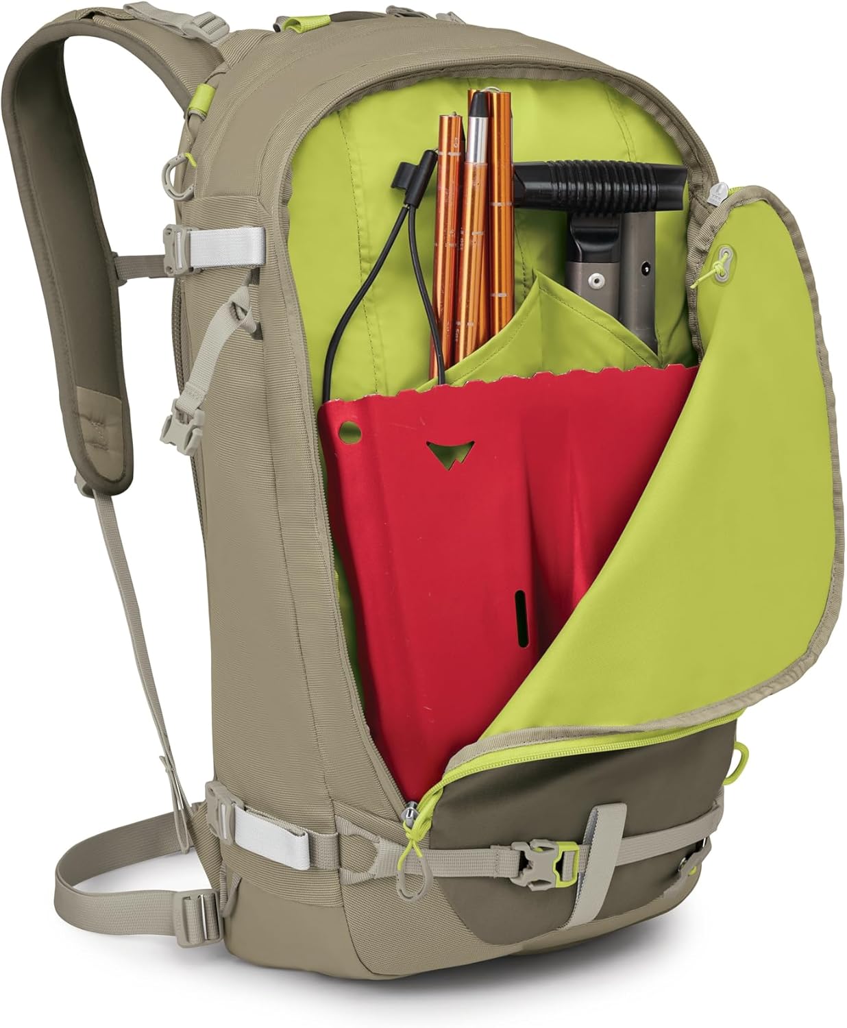 Osprey Soelden 25L Ski and Snowboard Backpack - Lightweight Men's Backcountry Pack - Avalanche Safety Access - Diagonal/A-Frame Ski Carry, Snowboard Carry - 100% Recycled Nylon, Olive Tan - Image 7