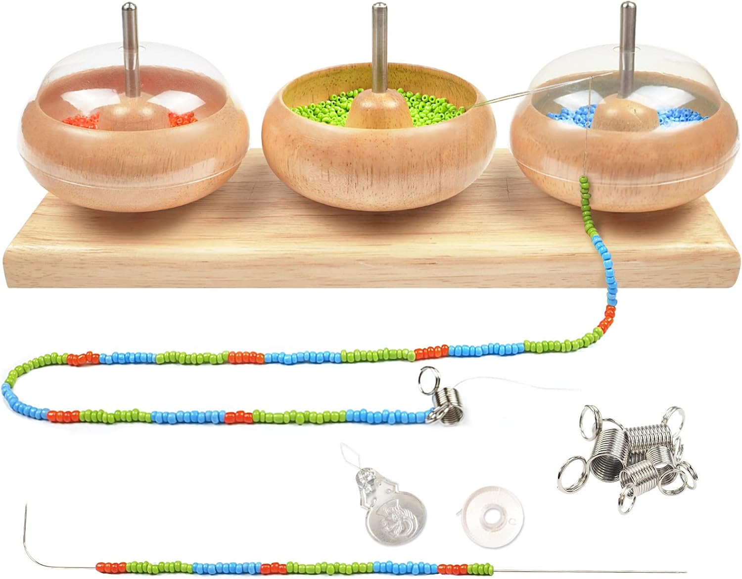 Bead Stringer Bead Stringer Wooden Manual Rotating Three-Bowl Bead Stringer Fast Bead stringing Artifact