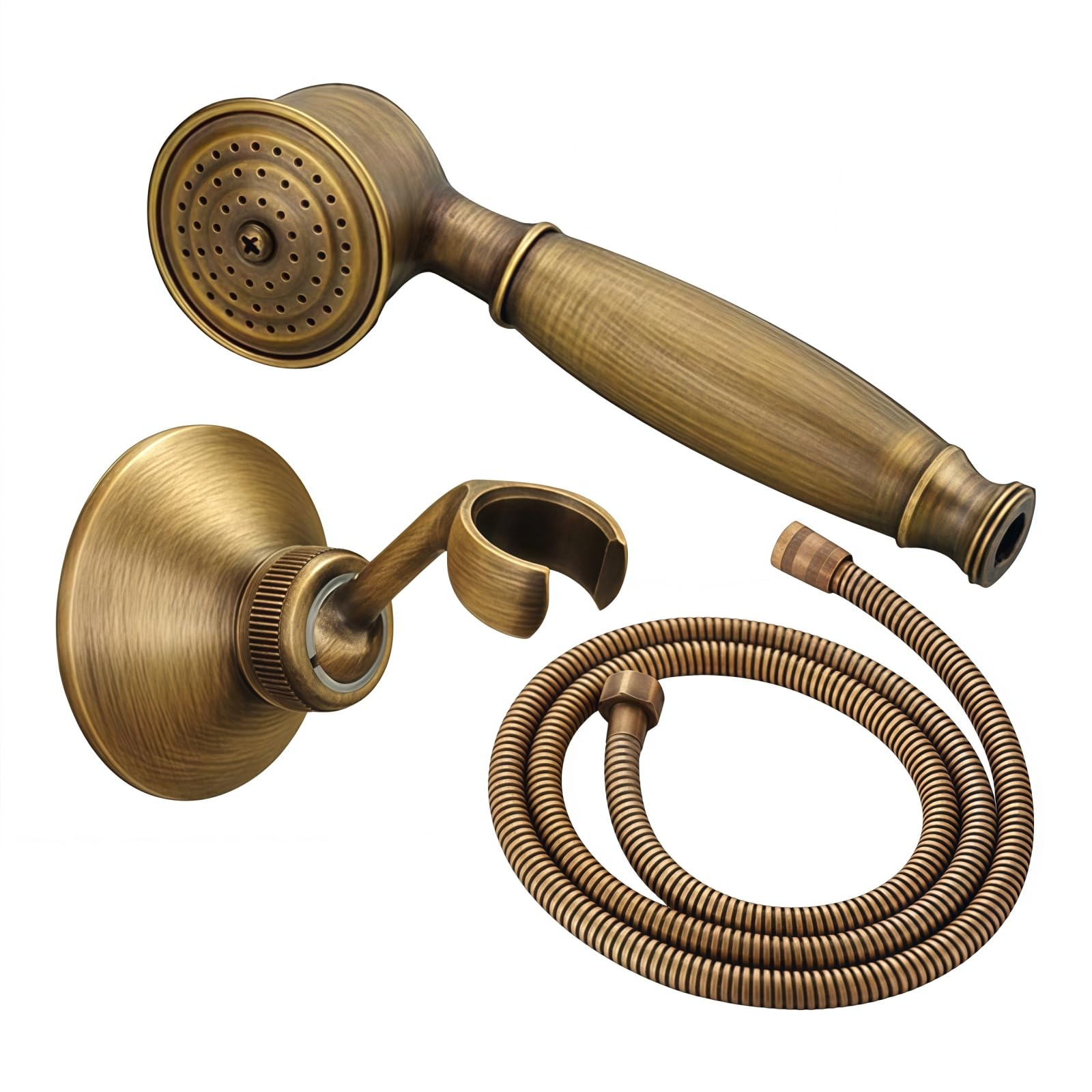 Shower Head with Hose and Bracket, Classic Retro Copper Handheld Showerhead, Traditional Victorian Telephone Style โ image 1