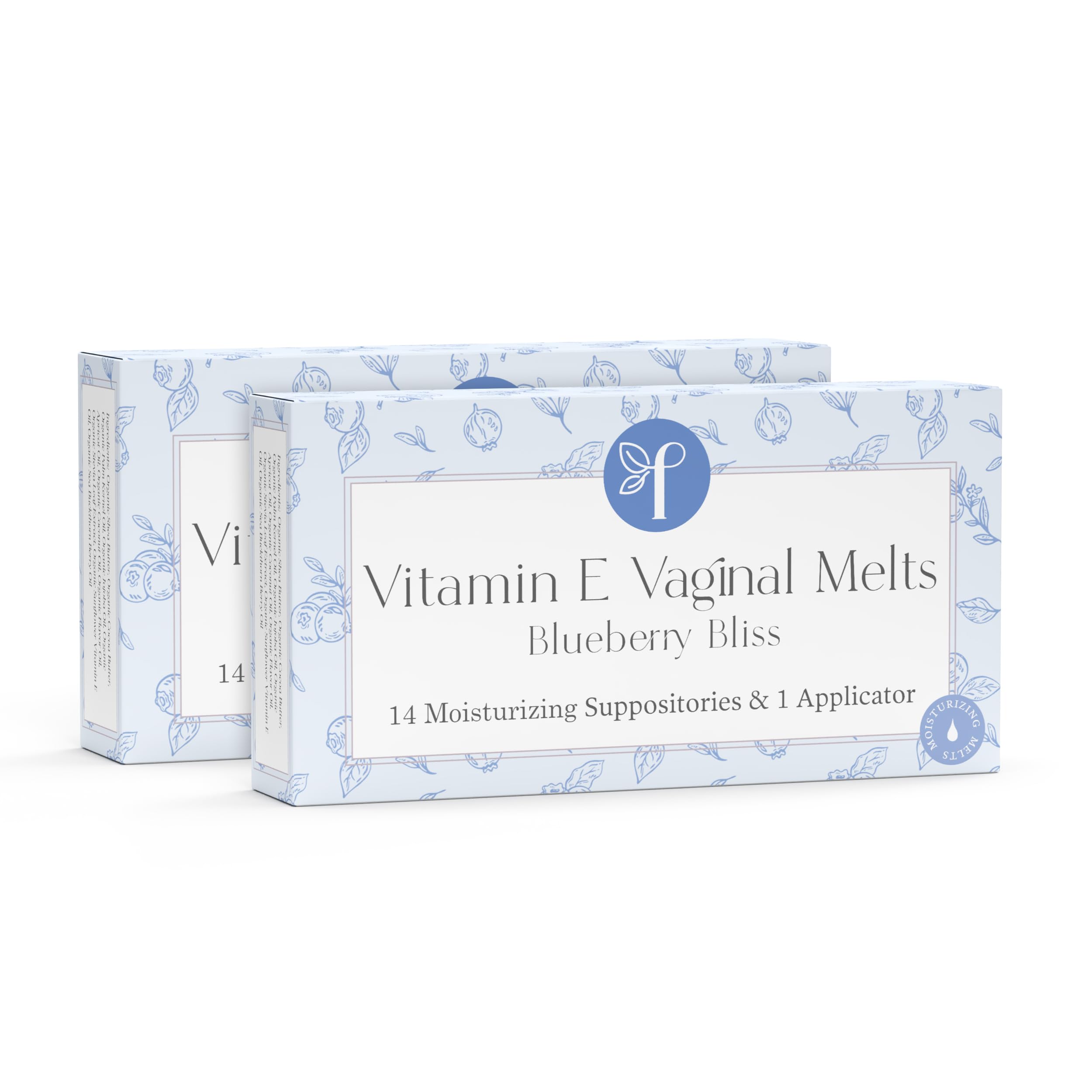 Femallay Organic Vaginal Melts – Blueberry 2 Pack – Moisturizes and Refreshes – 14 Count + Applicator