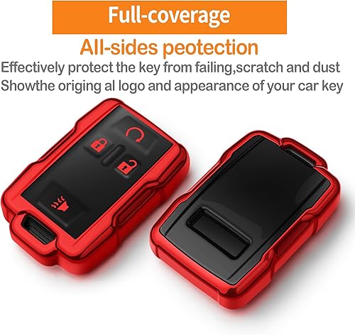 Miniatura 3 de Sindeda Funda para llavero Chevrolet con llavero de protección completa suave compatible con Colorado Silverado Suburban Tahoe GMC Canyon Sierra