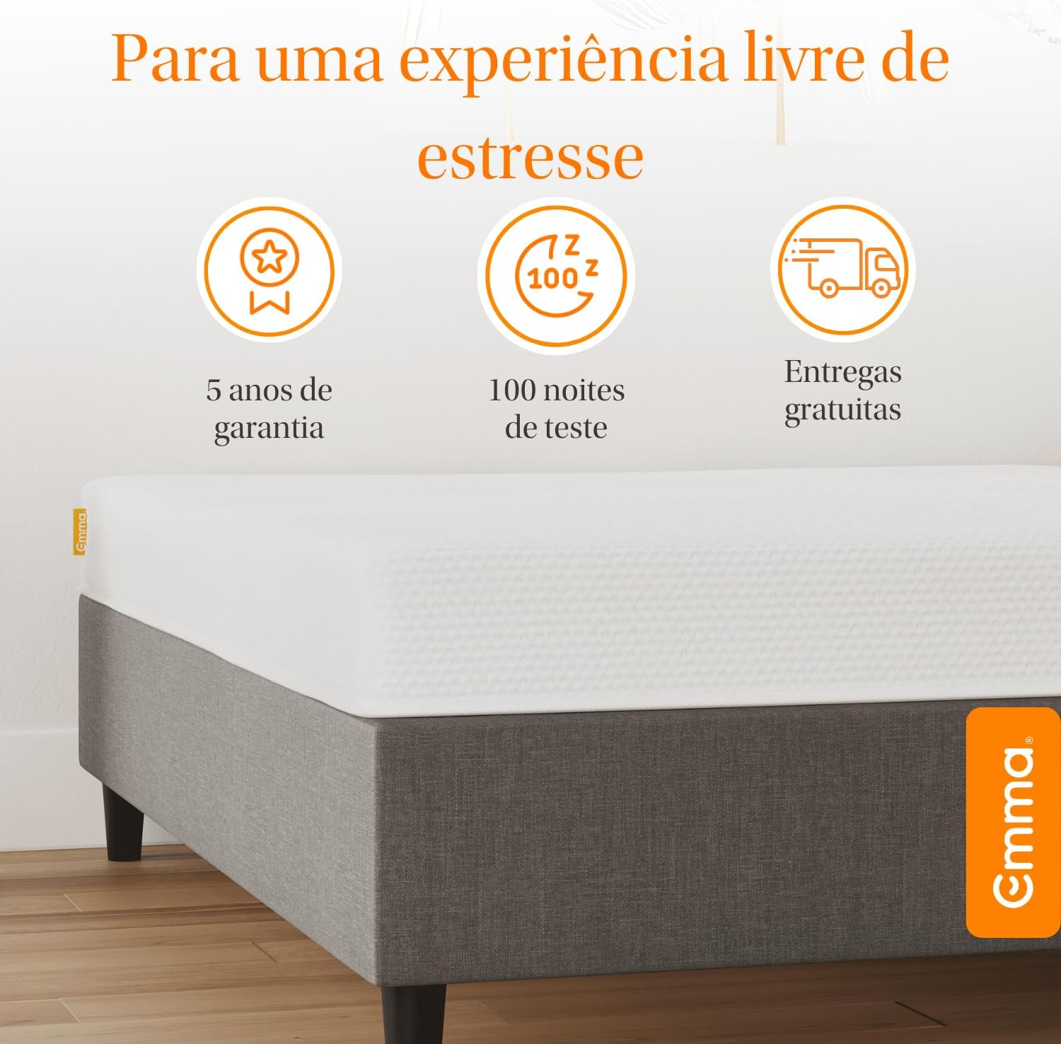Colchão Casal de espuma D28 Emma Basics 17cm – com tecnologia alemã, 100 noites de teste e 5 anos de garantia.