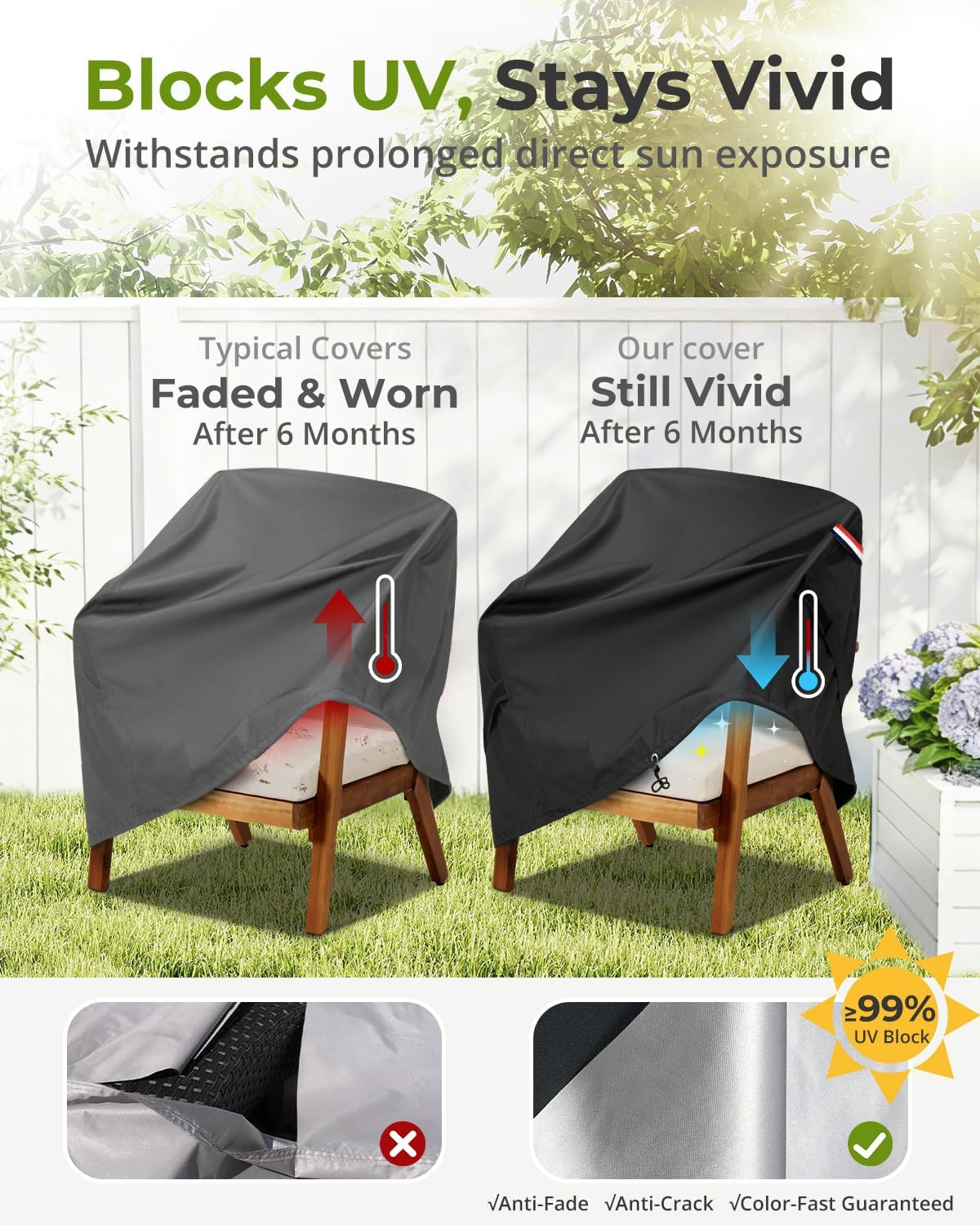 KylinLucky Outdoor Patio chair Covers 2 Pack 27 x 24 x 31 inch image 4