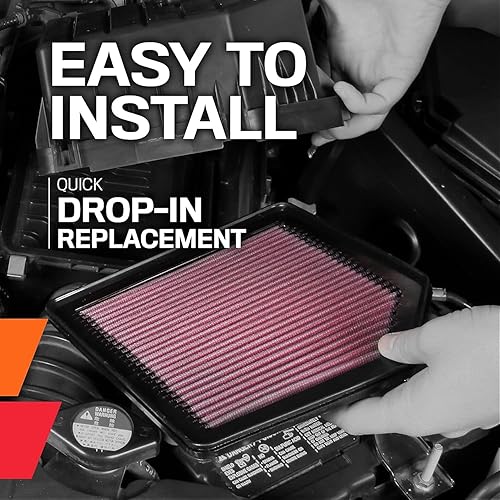 Miniatura 8 de K&N Filtro de aire del motor Aumenta la potencia y la aceleración, lavable, Premium, Filtro de aire de repuesto para automóvil compatible con Ford