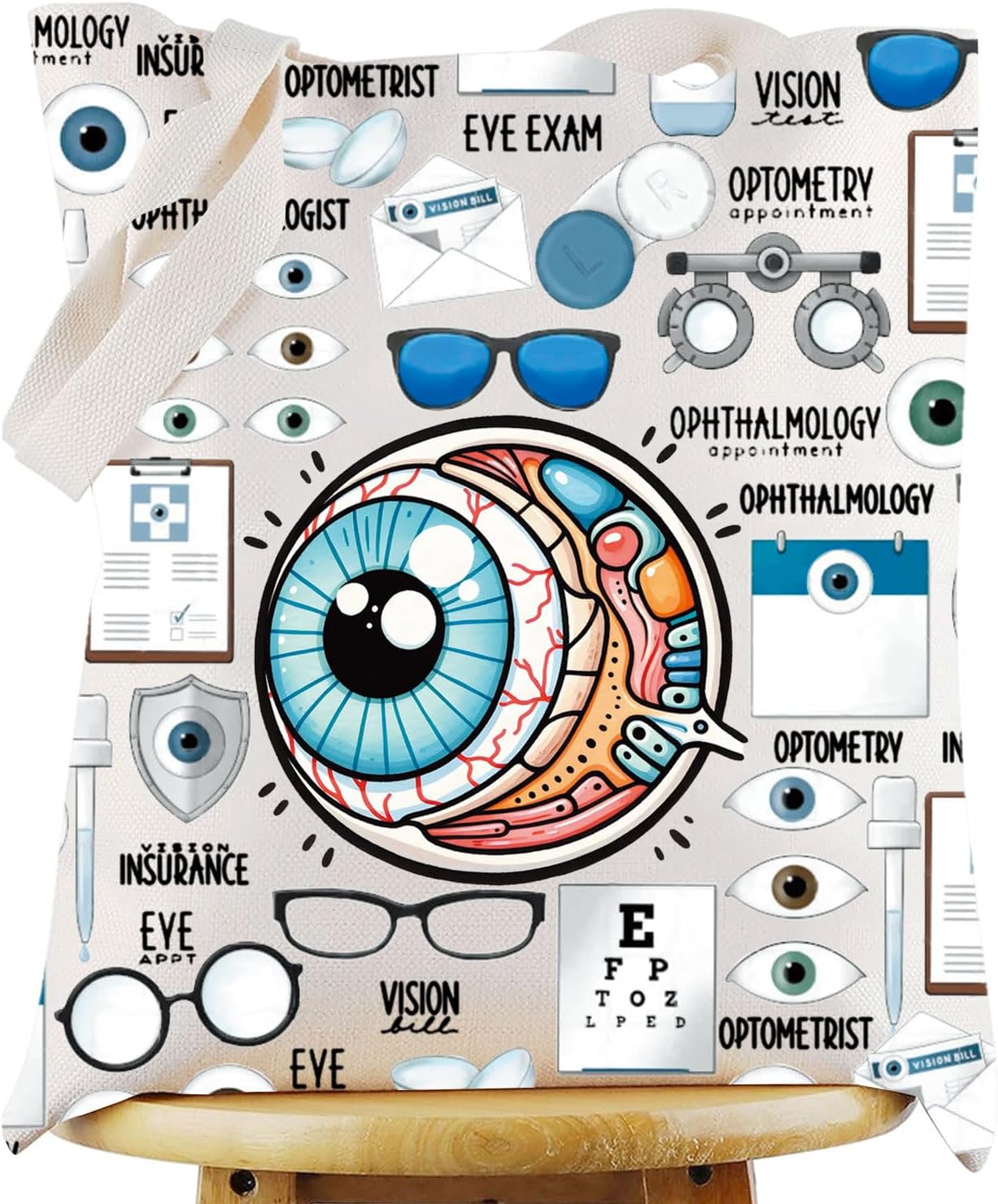 WZMPA Optometry Optician Tote Bag Eye Doctor Gift Optometrist Grocery Bag Optometry Merchandise (Ophthalmologist-T)